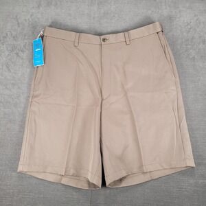 Haggar Cool‎ 18 Plain Front Shorts Khaki Golf Casual Dress Shorts 38W New